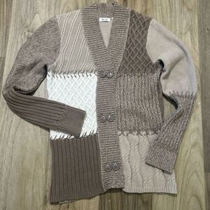 Liz & Co. Long Cardigan Sweater‎ Beige/brown. Cotton Blend Med